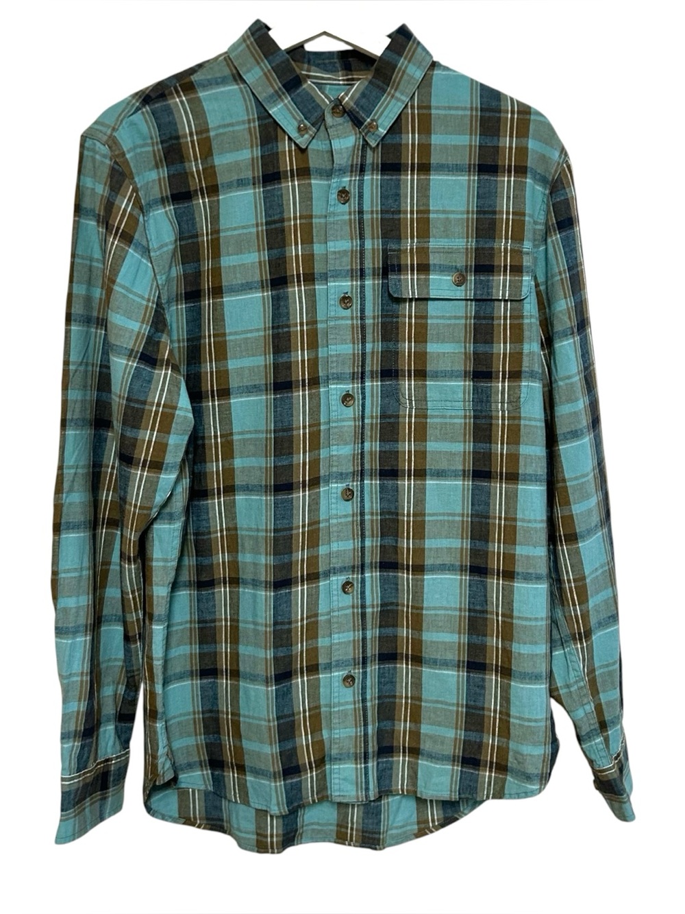 Best Made S standard long sleeve button shirt linen cotton blend madras plaid